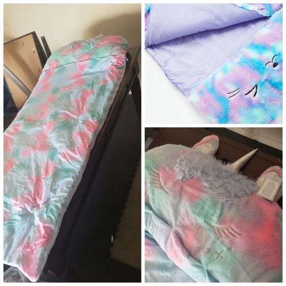 💕REDUCED💕 Justice Unicorn Sleeping Bag, EUC - Picture 2 of 3